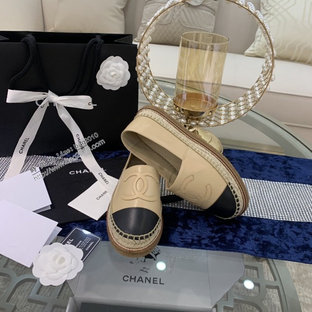 CHANEL頂級代購版漁夫鞋 香奈兒羊皮漁夫鞋草編鞋 dx3566